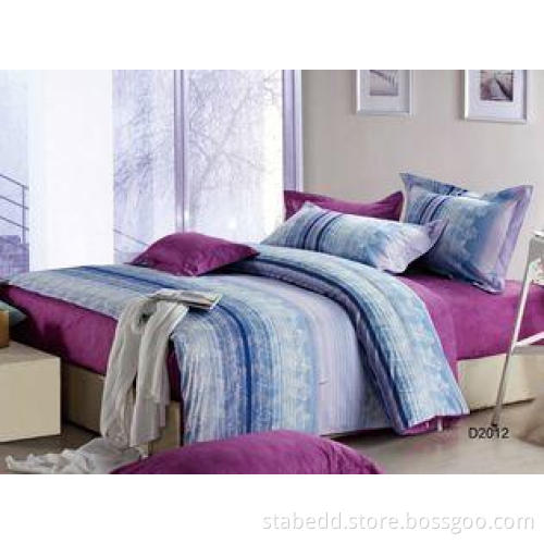 Purple Twill Fabric Cotton Bed Set Reactive Printing Dye Fo